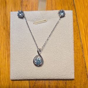 Silver Necklace with Blue Gemstones